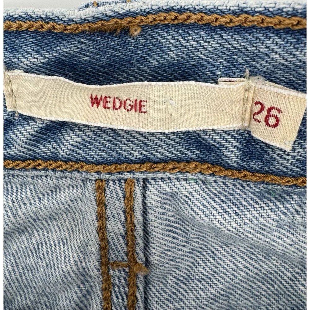 Levi's Wedgie Women's High Rise Cut Off Blue Denim Shorts Button Fly Size 26W